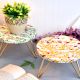 Orange and Green Terrazzo Wood and Resin Cake Stand for Dessert, Fruit and Planter